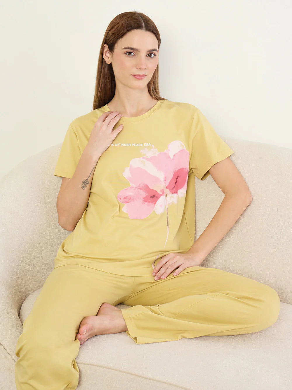 Sweet Dreams Yellow Floral Night Suit