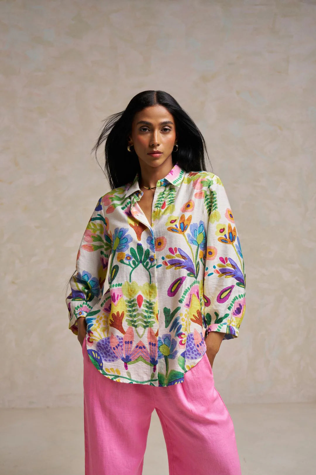 SCHECZZAR Watercolor Floral Shirt