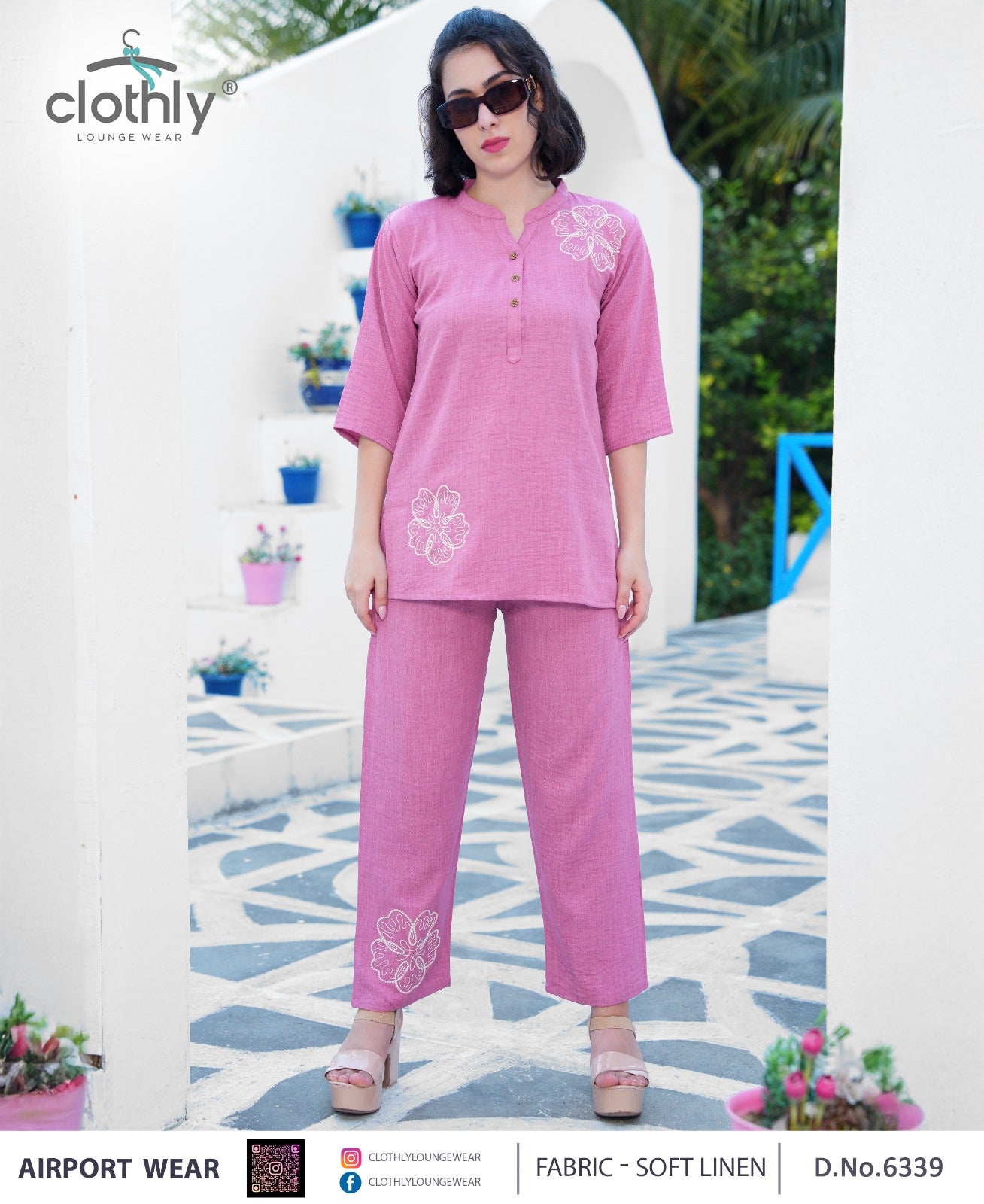 Clothly Airport Wear - Pink Floral Set