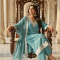 Sky Blue Embroidered Kurti Set