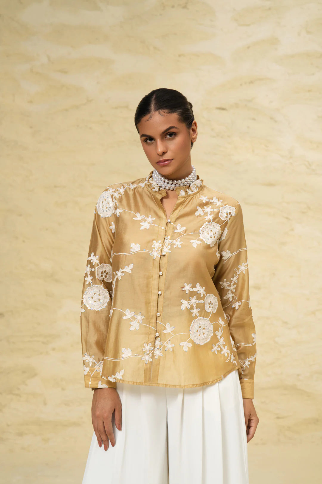 SCHECZZAR Golden Floral Shirt