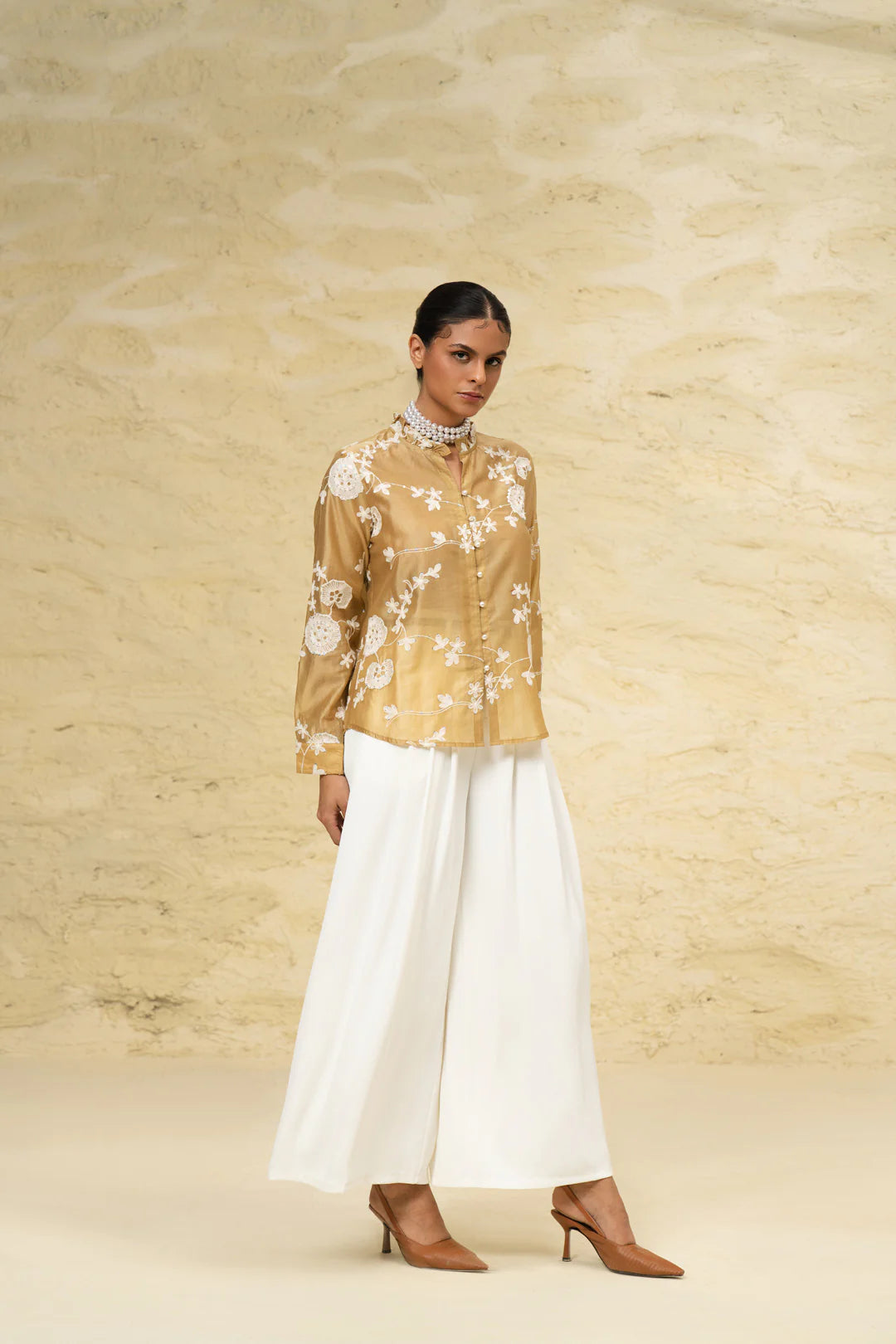 SCHECZZAR Golden Floral Shirt