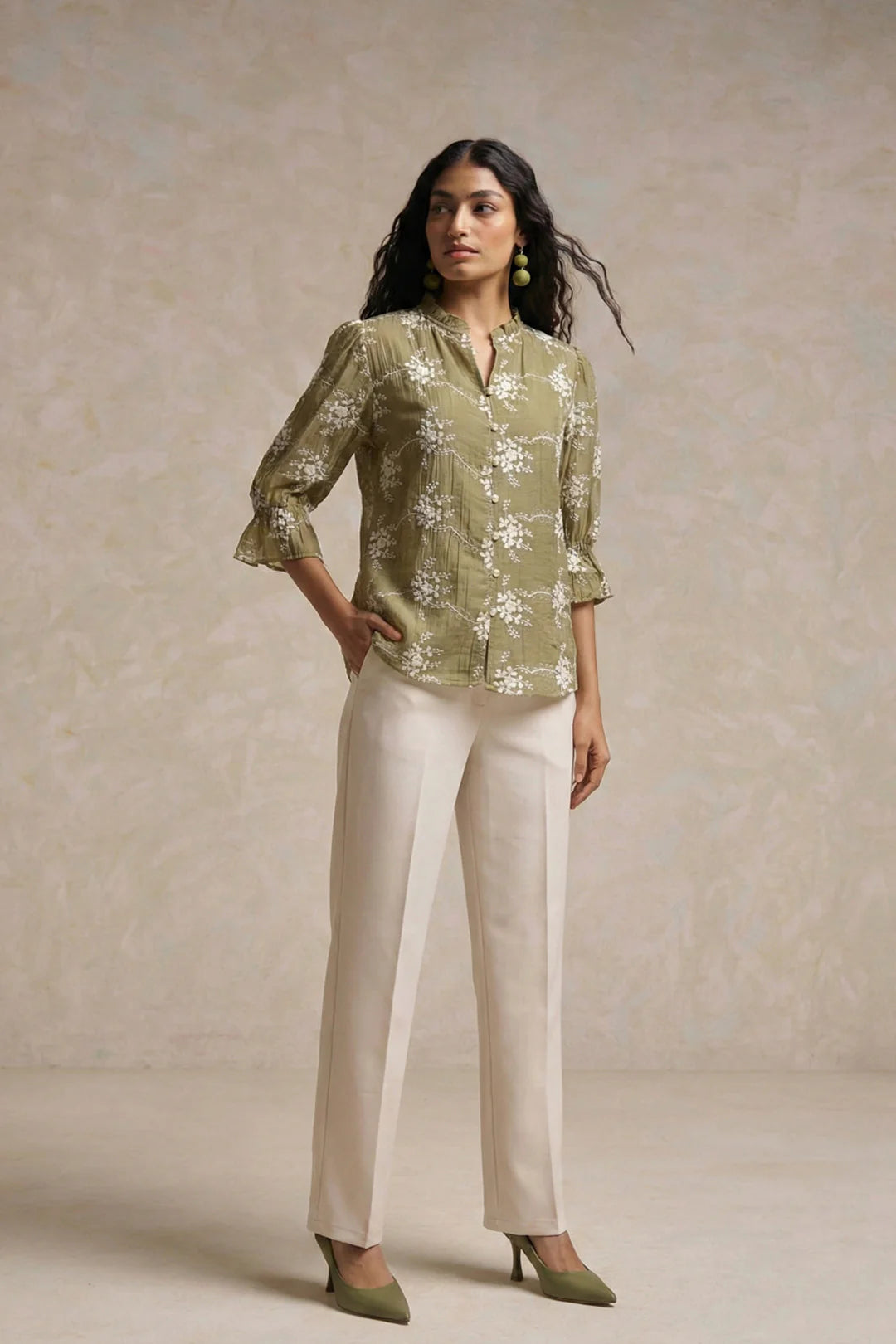 SCHECZZAR Olive Floral Shirt