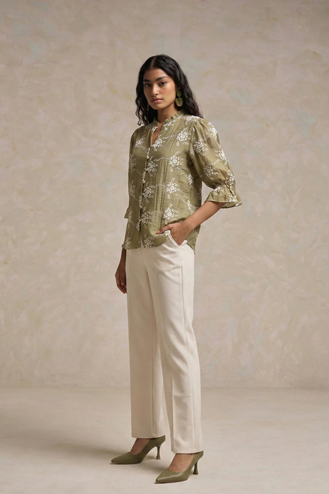 SCHECZZAR Olive Floral Shirt